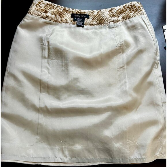 ETCETERA Beige Textured Modern Safari Utility Mini Skirt Cotton Linen Blend Sz 8 - Picture 10 of 11